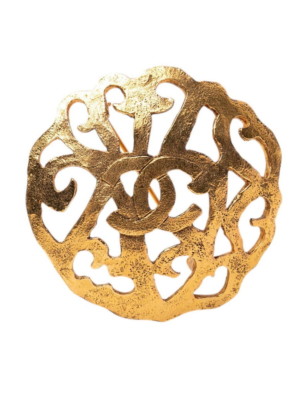 Chanel Cc Logo Round Brooch Metal #275896C76B